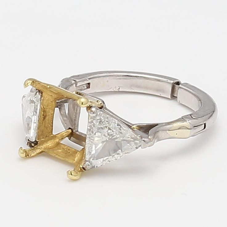 2.00 Carat Triangular Shape H VS1 Diamond 18K Gold/Platinum Semi Mount Ring