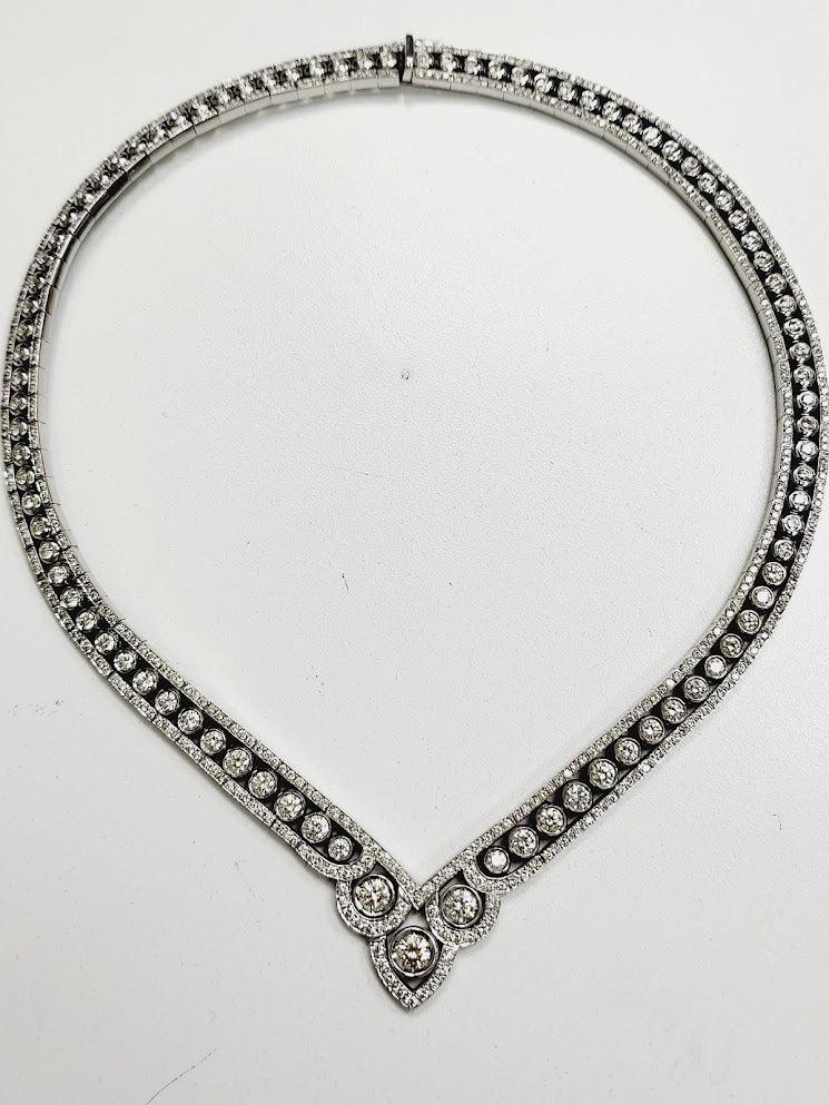20.26 Carat Round Brilliant I VS1 Diamond Platinum Vintage Statement Necklace