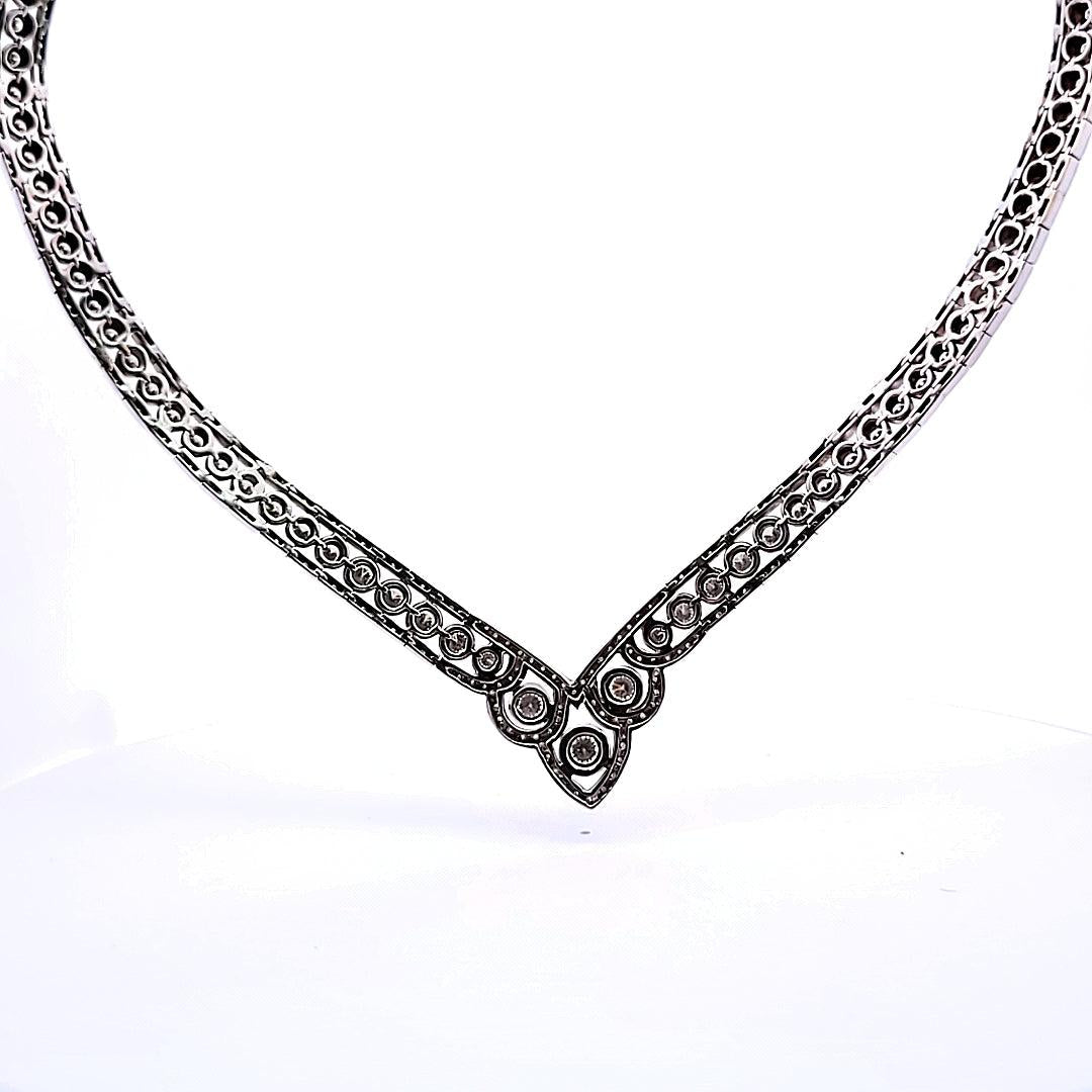 20.26 Carat Round Brilliant I VS1 Diamond Platinum Vintage Statement Necklace