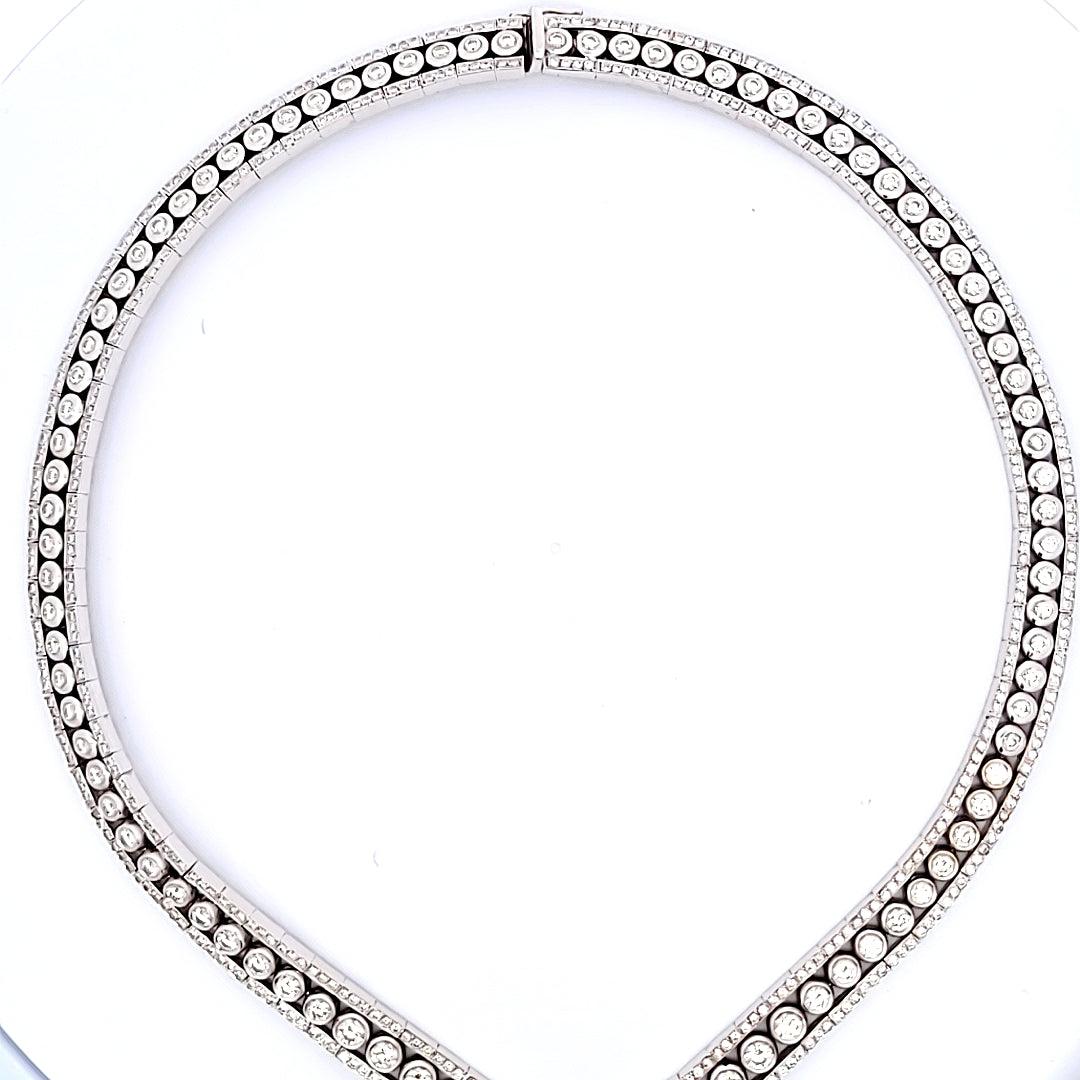 20.26 Carat Round Brilliant I VS1 Diamond Platinum Vintage Statement Necklace