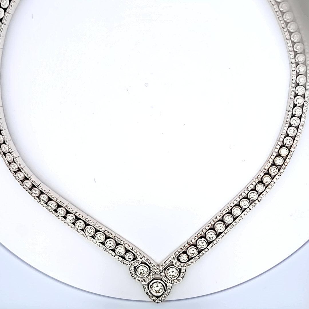20.26 Carat Round Brilliant I VS1 Diamond Platinum Vintage Statement Necklace
