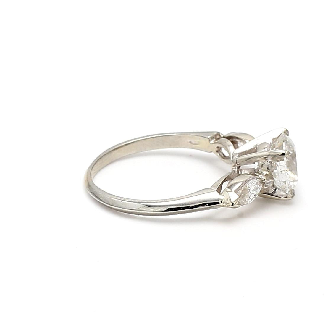 2.30 Carat Round Brilliant and Marquis shape Diamond Platinum Engagement Ring