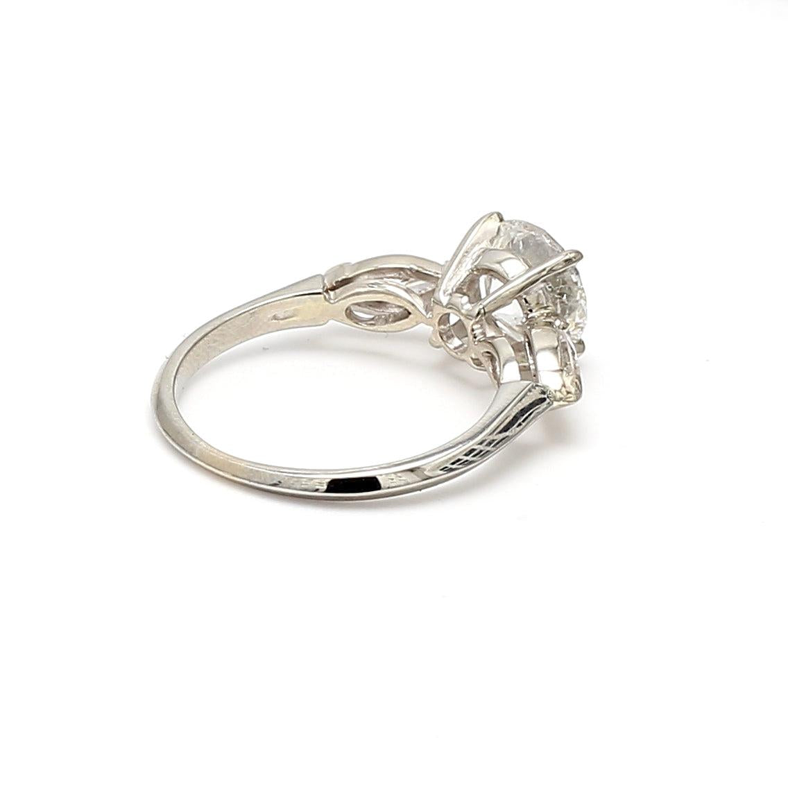 2.30 Carat Round Brilliant and Marquis shape Diamond Platinum Engagement Ring