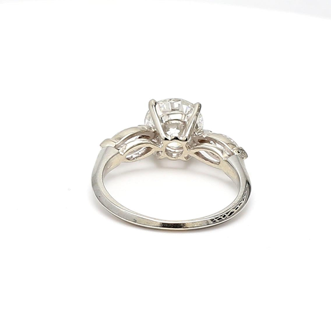 2.30 Carat Round Brilliant and Marquis shape Diamond Platinum Engagement Ring