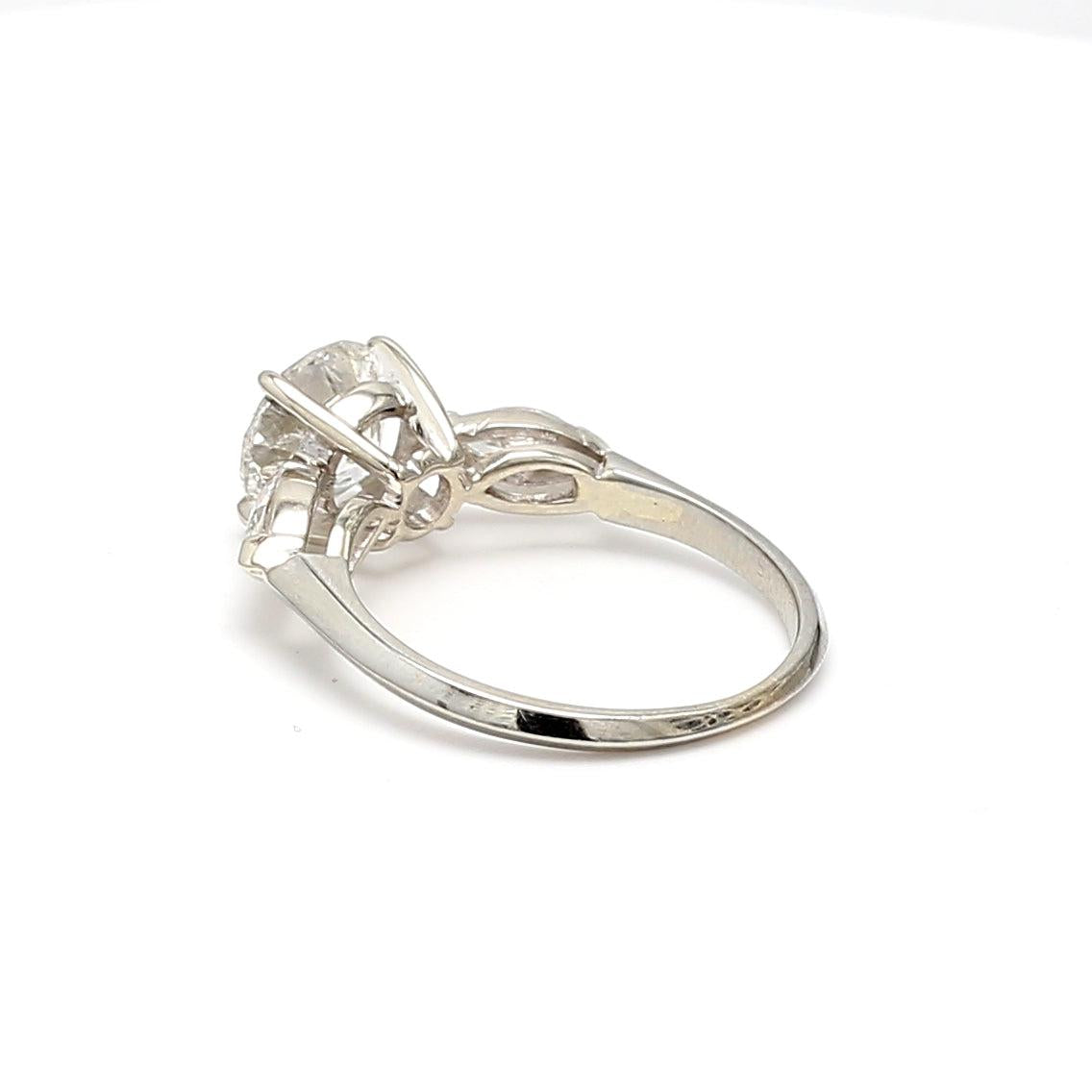2.30 Carat Round Brilliant and Marquis shape Diamond Platinum Engagement Ring