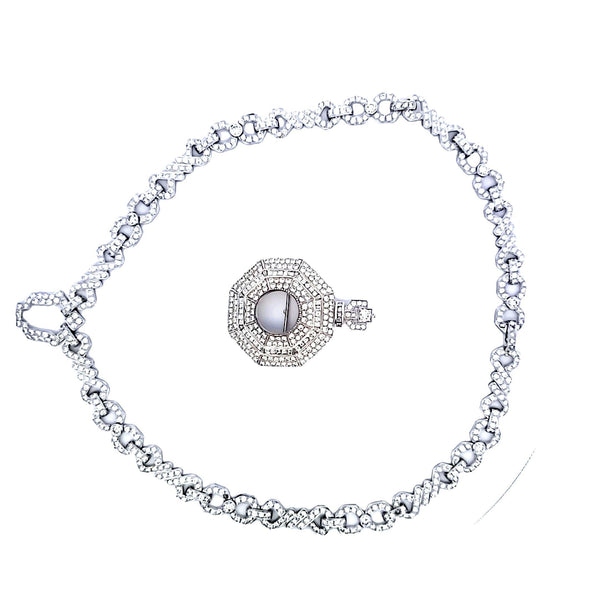 24.18 Carat Round and Princess Cut I VS1 Diamond Platinum Pendant Necklace