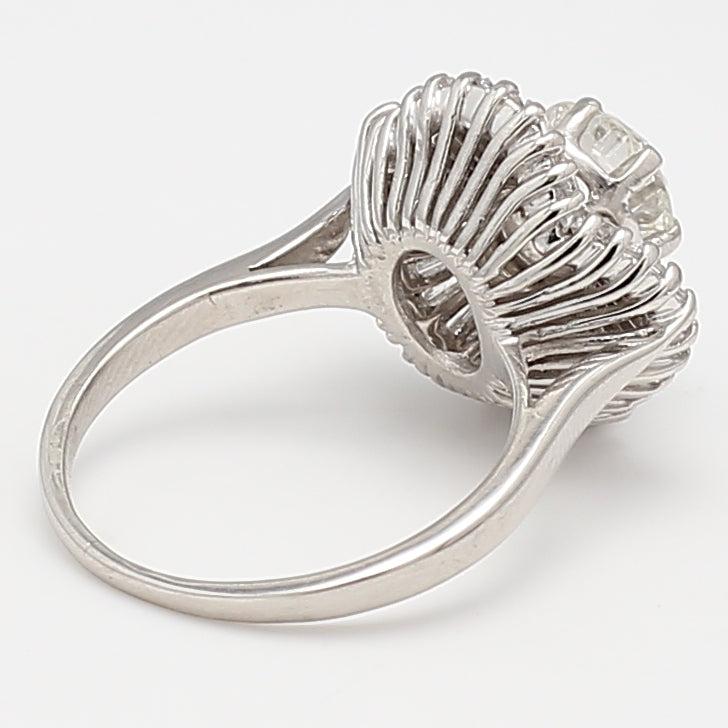 2.71 Carat Old European Cut and Baguette Diamond Platinum Cocktail Ring