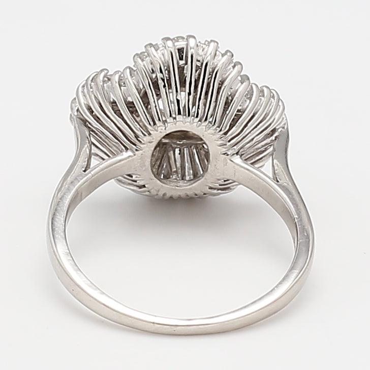 2.71 Carat Old European Cut and Baguette Diamond Platinum Cocktail Ring