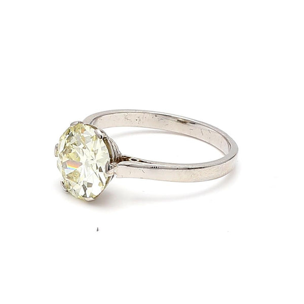 2.73 Carat Old European Cut Shape S-SI1 Diamond Platinum Engagement Ring
