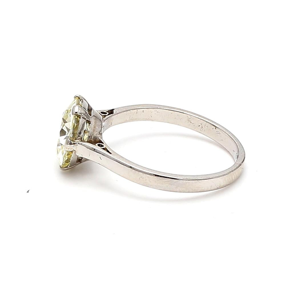 2.73 Carat Old European Cut Shape S-SI1 Diamond Platinum Engagement Ring