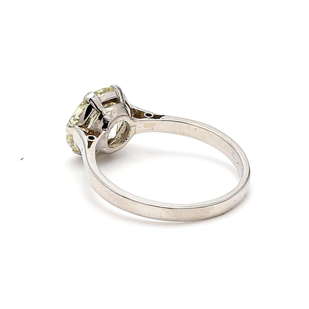 2.73 Carat Old European Cut Shape S-SI1 Diamond Platinum Engagement Ring
