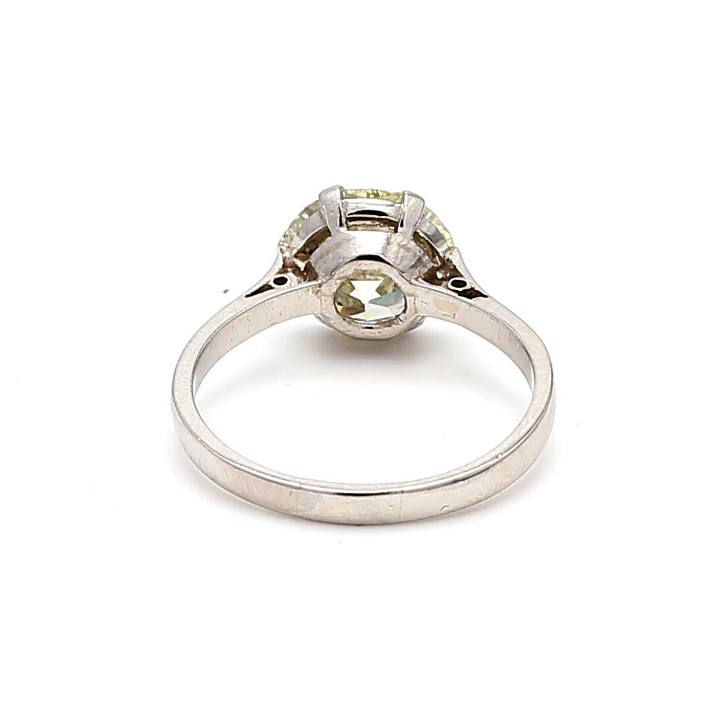 2.73 Carat Old European Cut Shape S-SI1 Diamond Platinum Engagement Ring