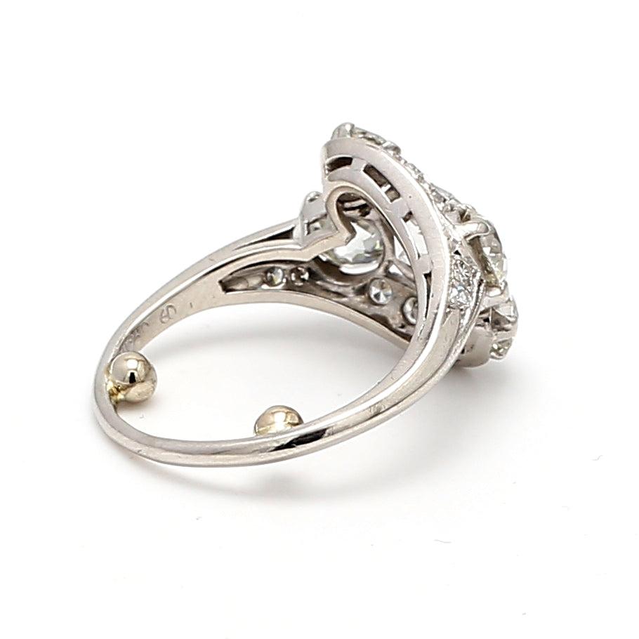 2.74 Carat Round Brilliant I-SI1 Diamond Platinum Cluster Ring