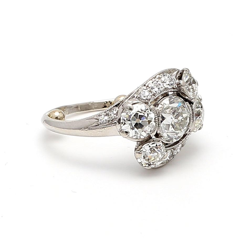2.74 Carat Round Brilliant I-SI1 Diamond Platinum Cluster Ring