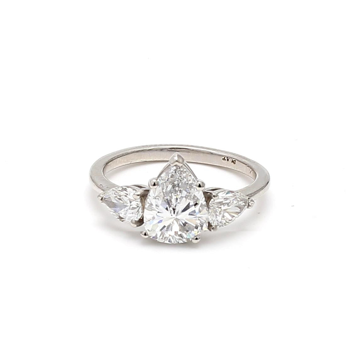 2.78 Carat Pear Shape D-I SI2-SI1 Diamond Platinum Engagement Ring