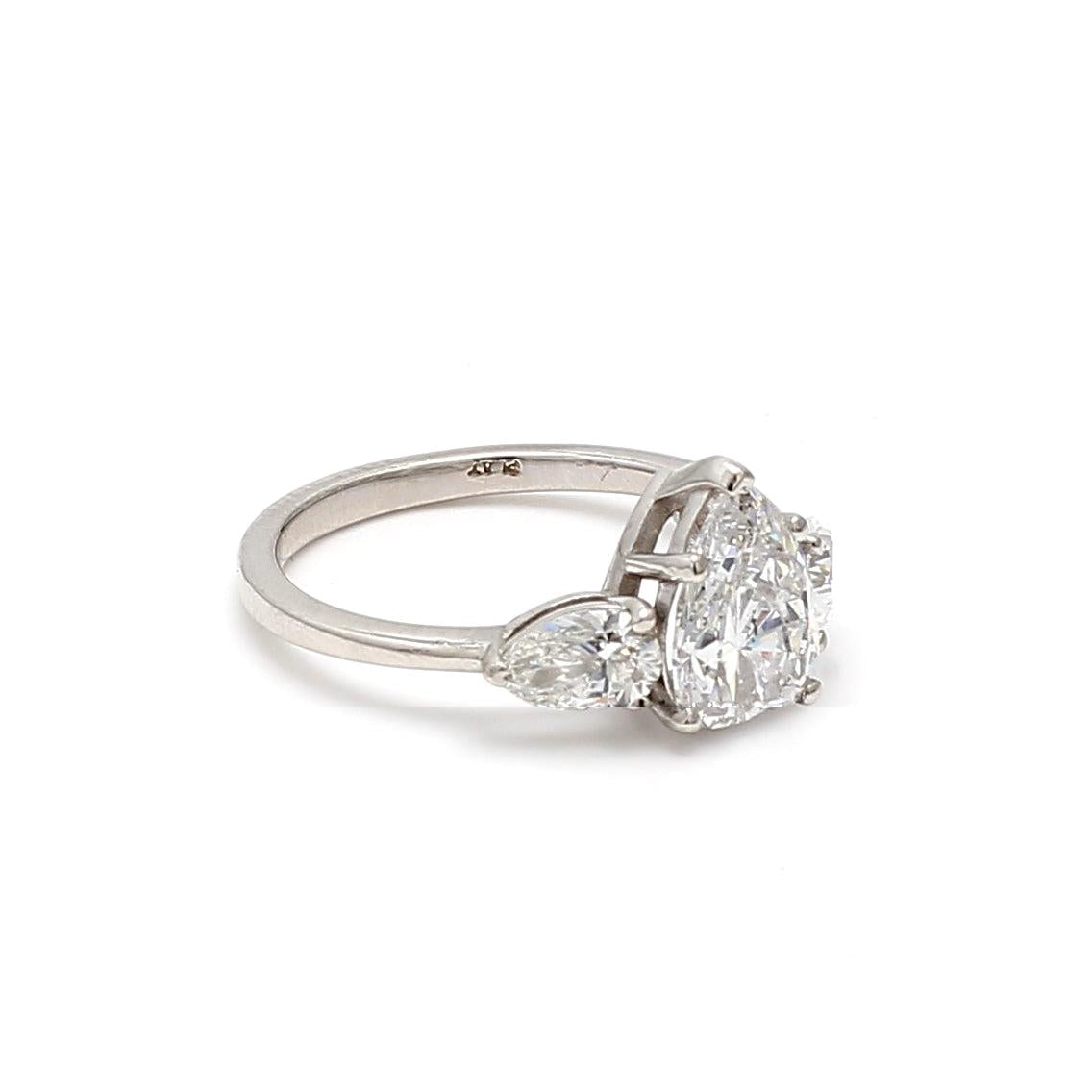 2.78 Carat Pear Shape D-I SI2-SI1 Diamond Platinum Engagement Ring