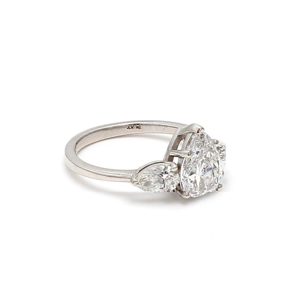 2.78 Carat Pear Shape D-I SI2-SI1 Diamond Platinum Engagement Ring