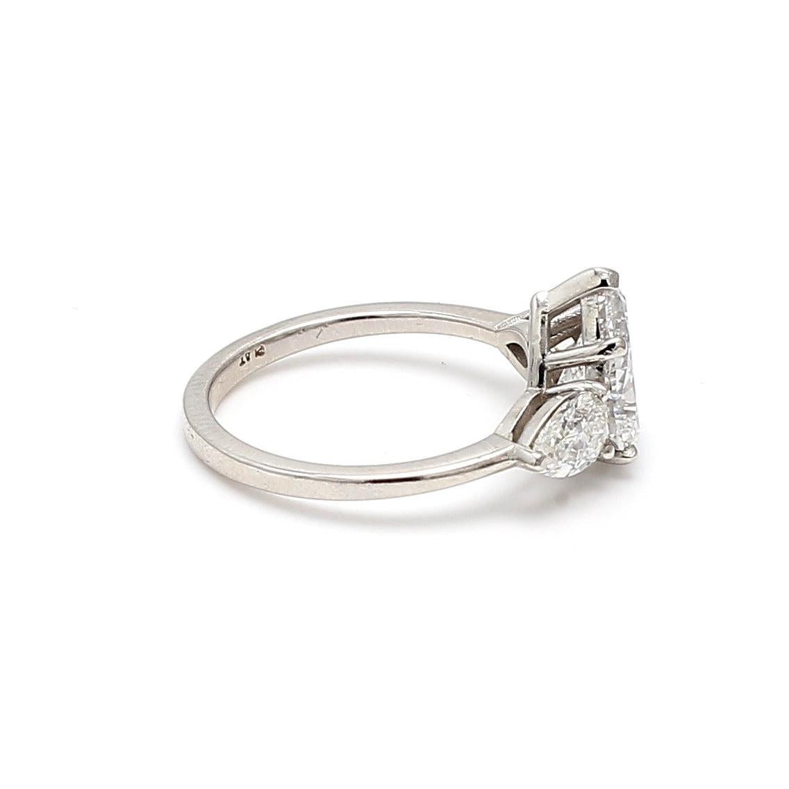 2.78 Carat Pear Shape D-I SI2-SI1 Diamond Platinum Engagement Ring