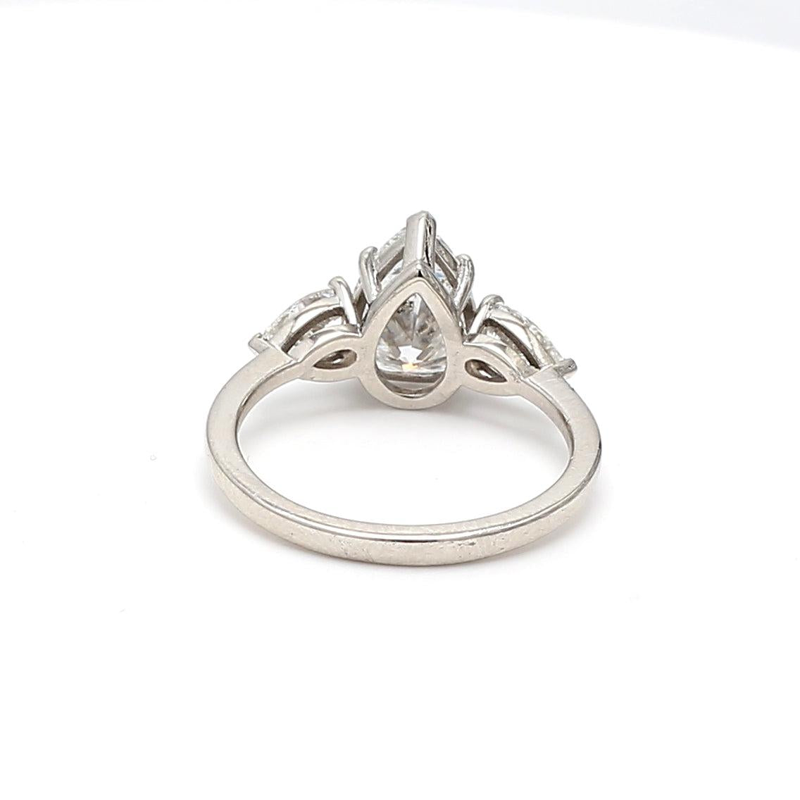 2.78 Carat Pear Shape D-I SI2-SI1 Diamond Platinum Engagement Ring