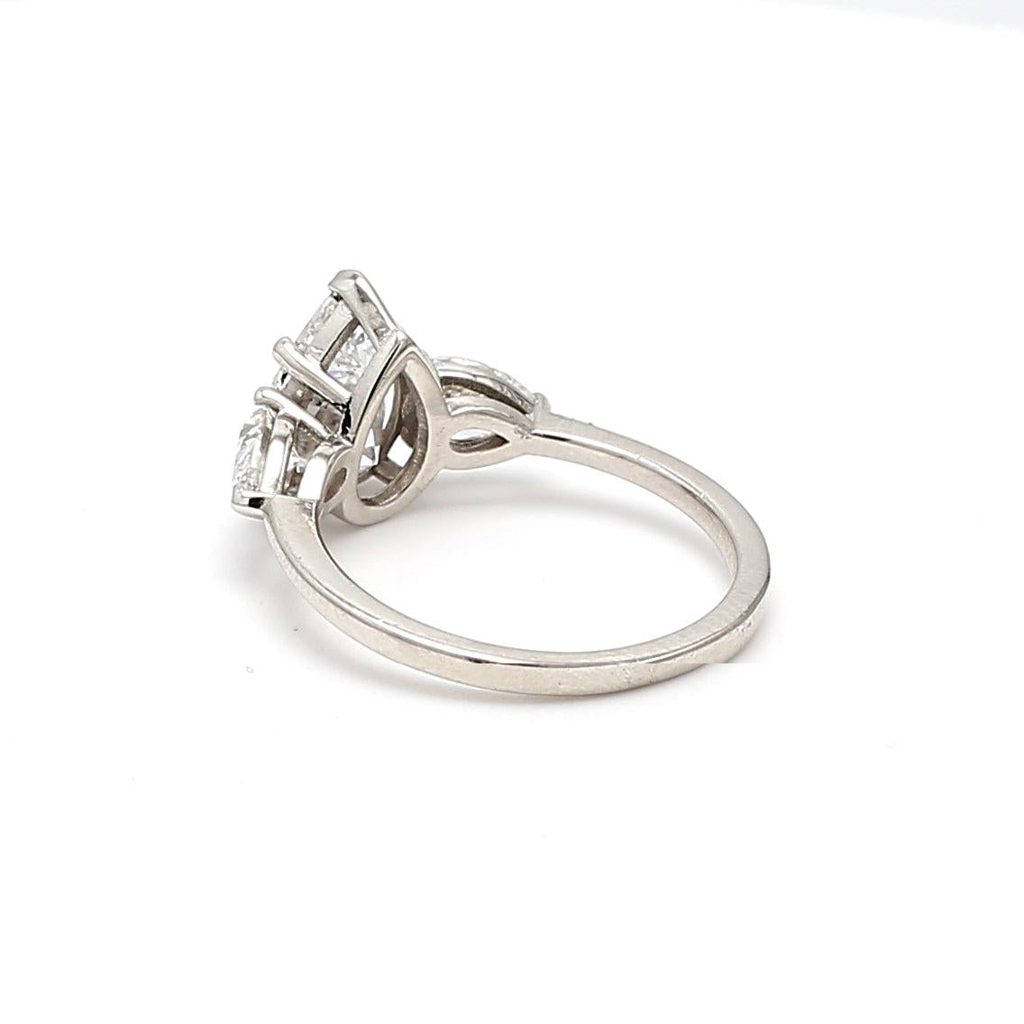 2.78 Carat Pear Shape D-I SI2-SI1 Diamond Platinum Engagement Ring