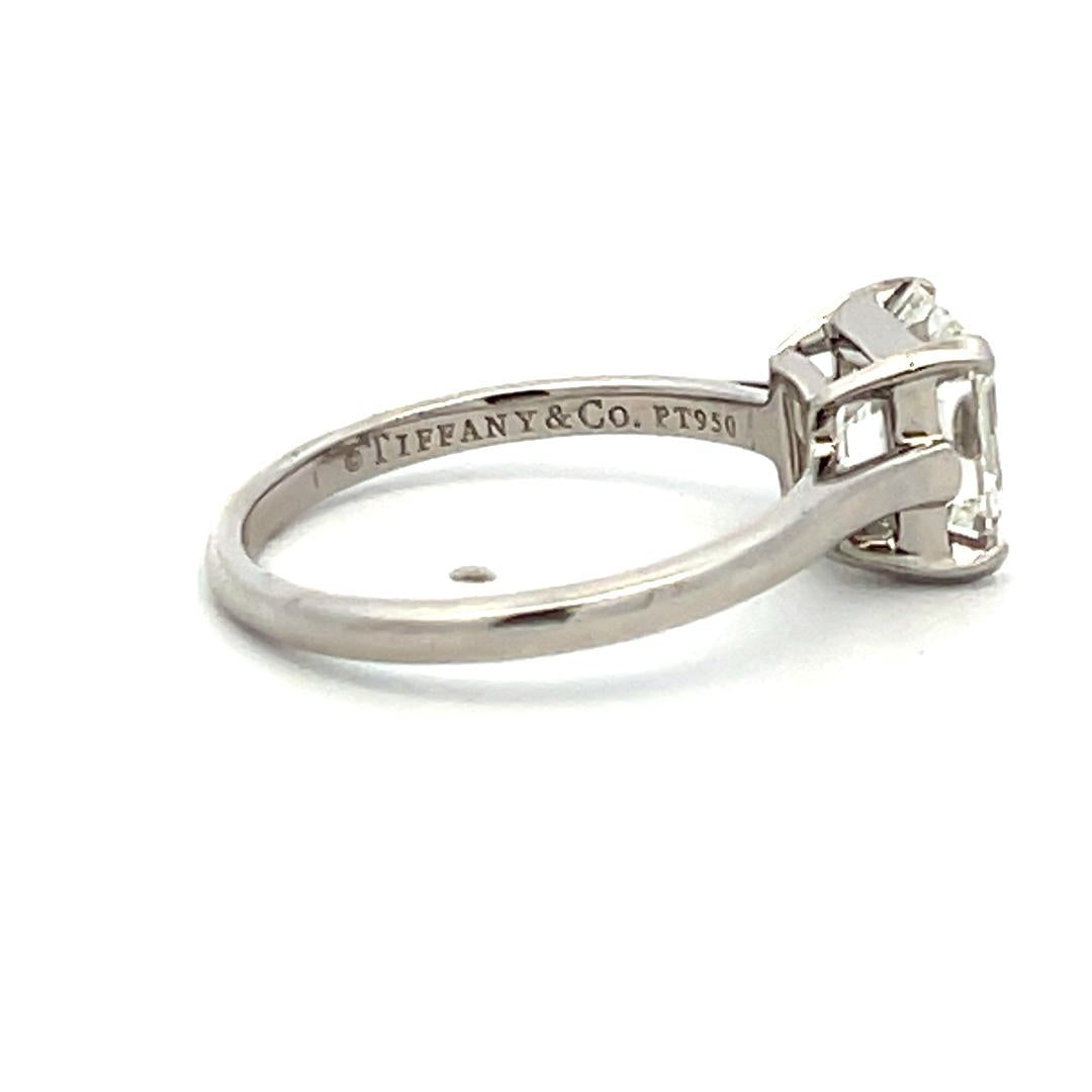 Tiffany & Co Platinum Engagement Ring with 2.43 Ct Emerald G-VVS2 GIA Diamonds