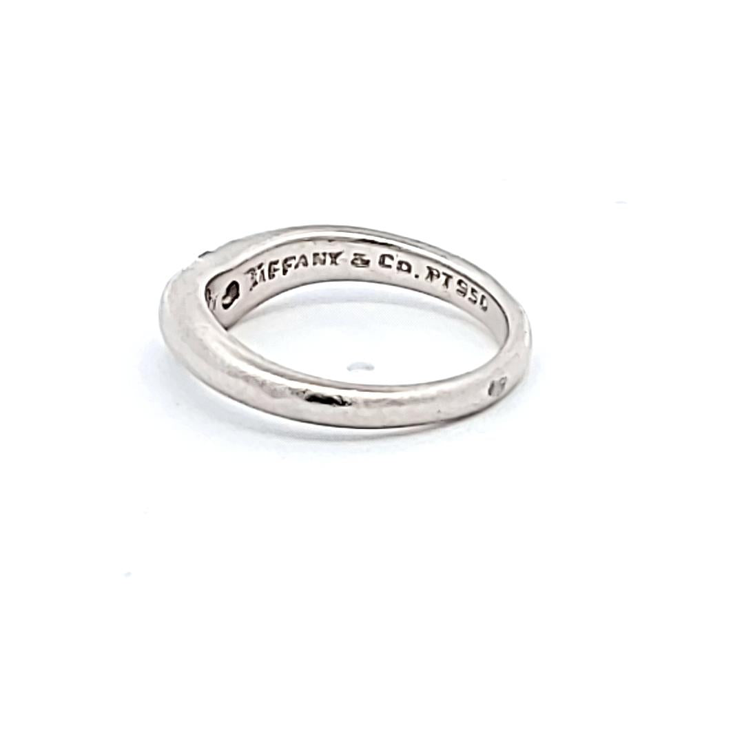 Tiffany & Co 0.20 Carat Round Brilliant E VS1 Diamond Platinum Wedding Band Ring