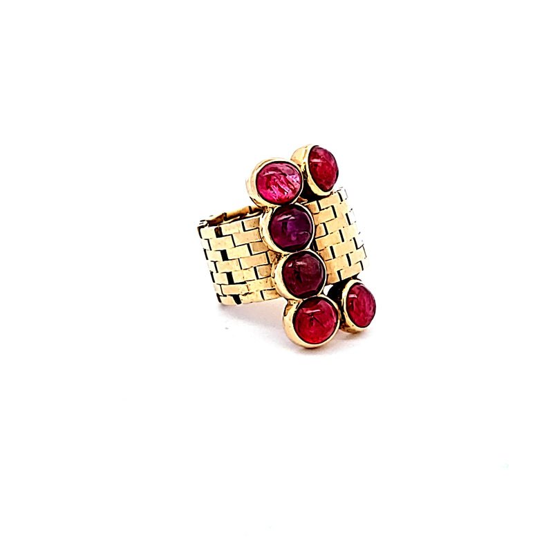 Antique 12.50 Grams Ruby and 14 Karat Yellow Gold Cocktail Ring