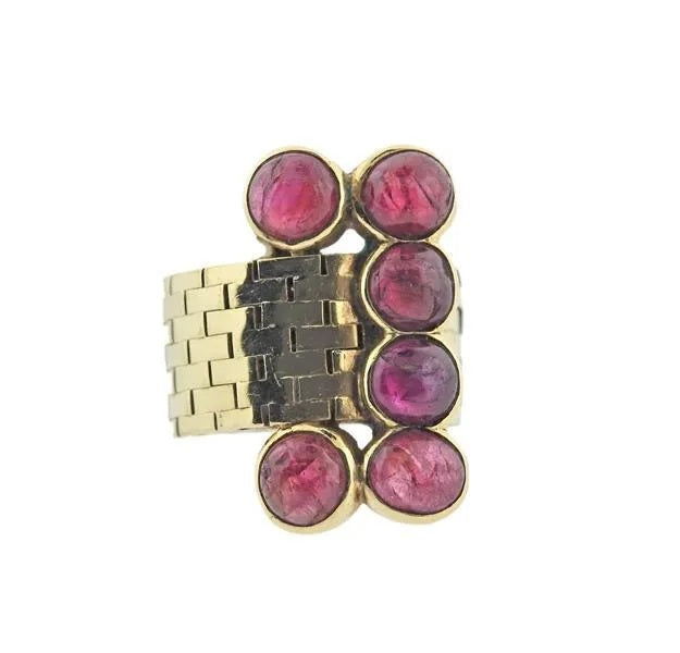 Antique 12.50 Grams Ruby and 14 Karat Yellow Gold Cocktail Ring