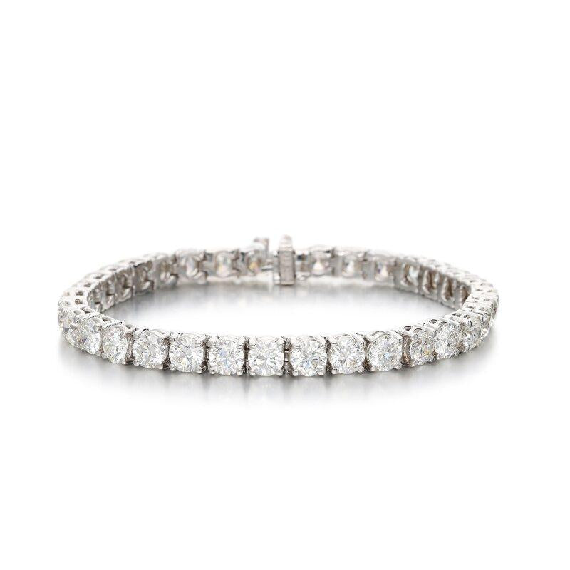New Platinum Tennis Bracelet with 17.14 Carat Round Diamonds I VVS1/VVS2 GIA