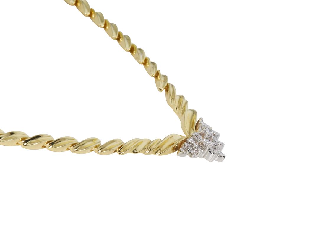 Vintage 18K Yellow Gold Collar Necklace with 0.65 Carat Round I VS Diamonds