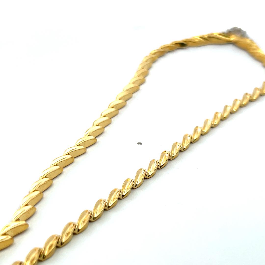 Vintage 18K Yellow Gold Collar Necklace with 0.65 Carat Round I VS Diamonds