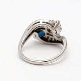 1.10 Carat Circular Brilliant Cut J SI1 Diamond and Sapphire Platinum Two-Stone Ring