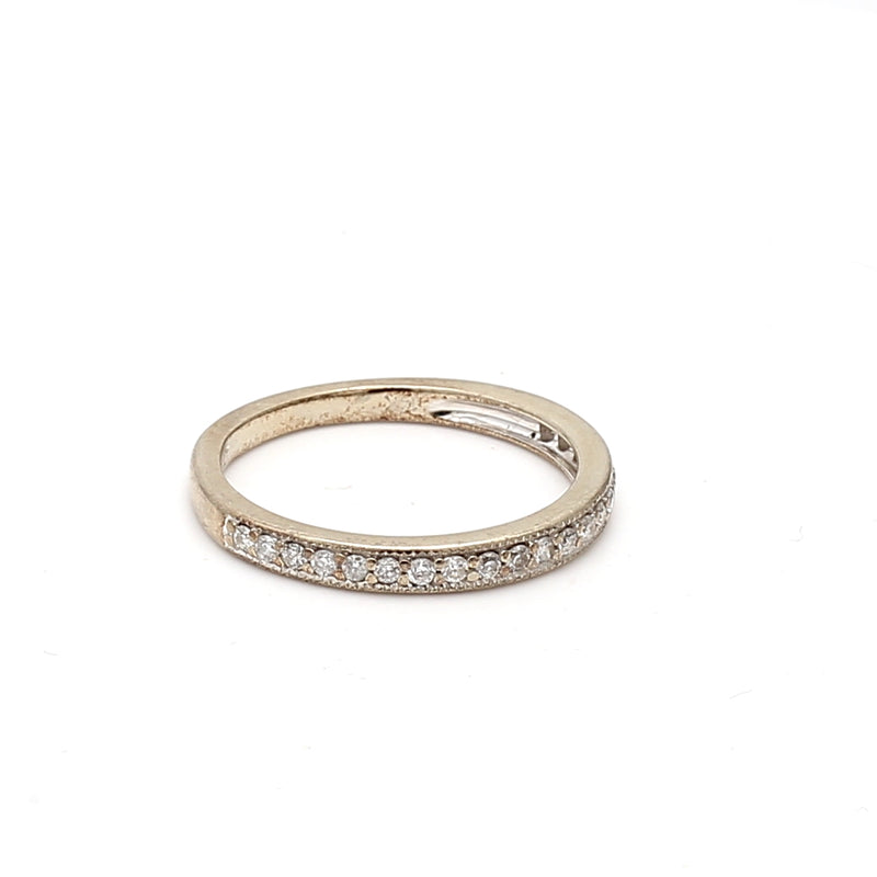 0.42 Carat Round Brilliant H SI1 Diamond 14 Karat White Gold Band Ring
