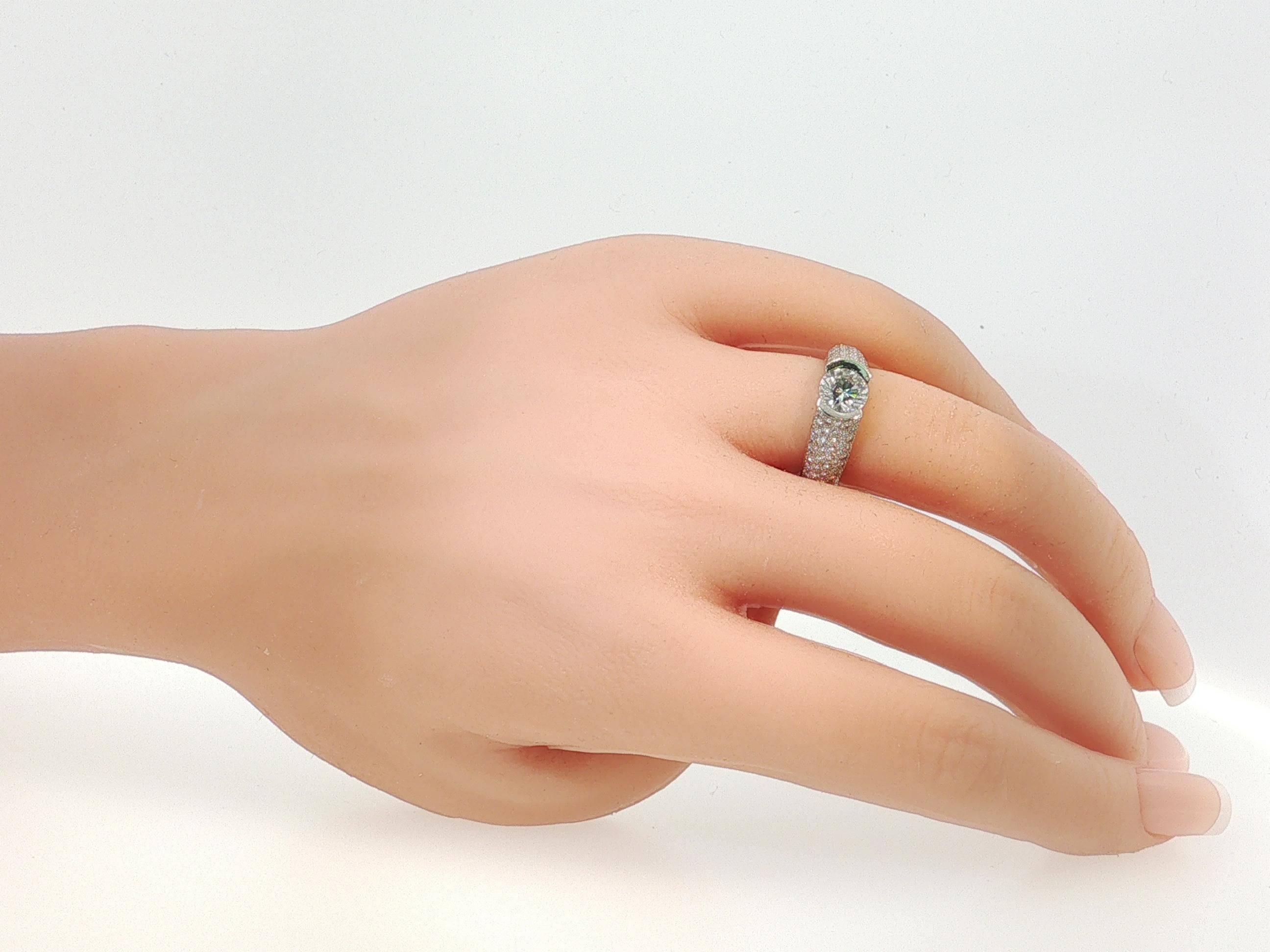 Cartier White Platinum Engagement Ring with 1.02 Carat Round Diamonds G VS2 GIA