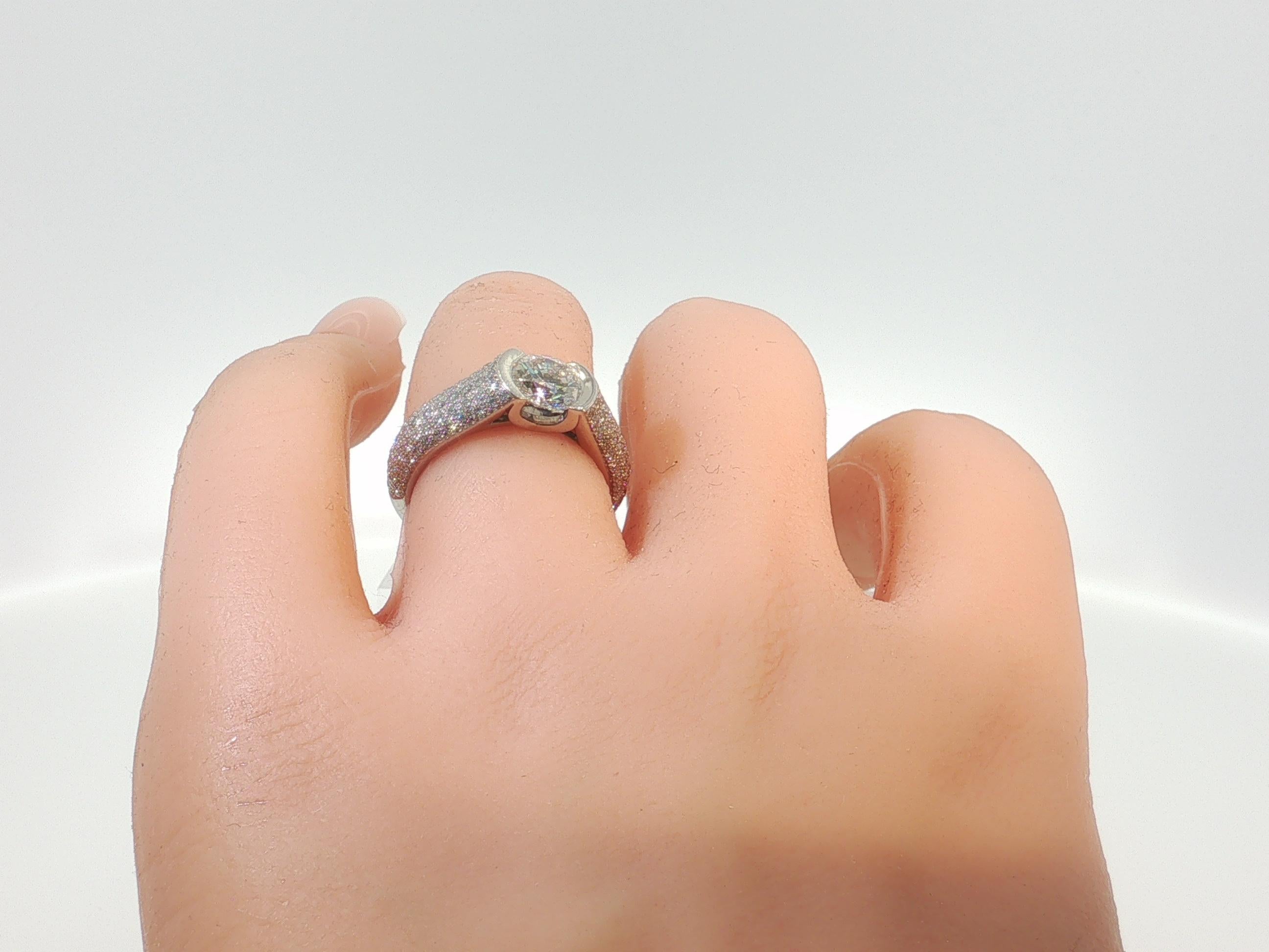 Cartier White Platinum Engagement Ring with 1.02 Carat Round Diamonds G VS2 GIA