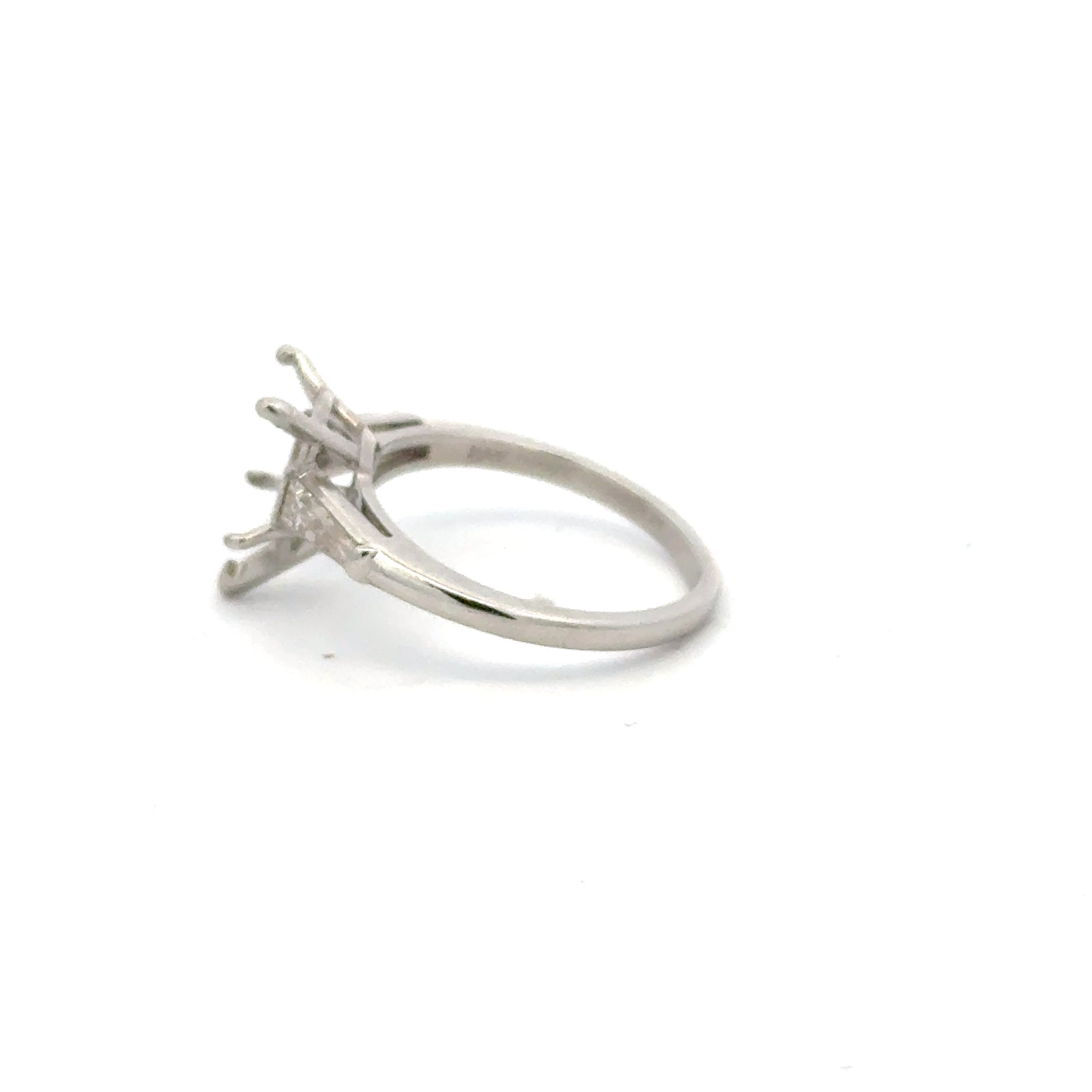 0.36 Carat Tapered Baguette Shape G VS1 Diamond Platinum Semi Mount Ring