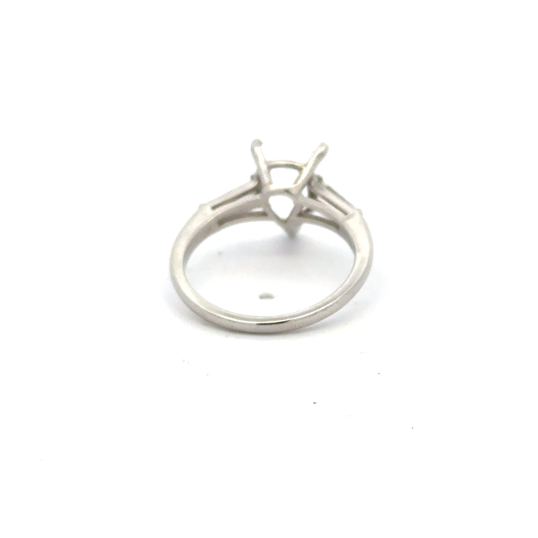 0.36 Carat Tapered Baguette Shape G VS1 Diamond Platinum Semi Mount Ring