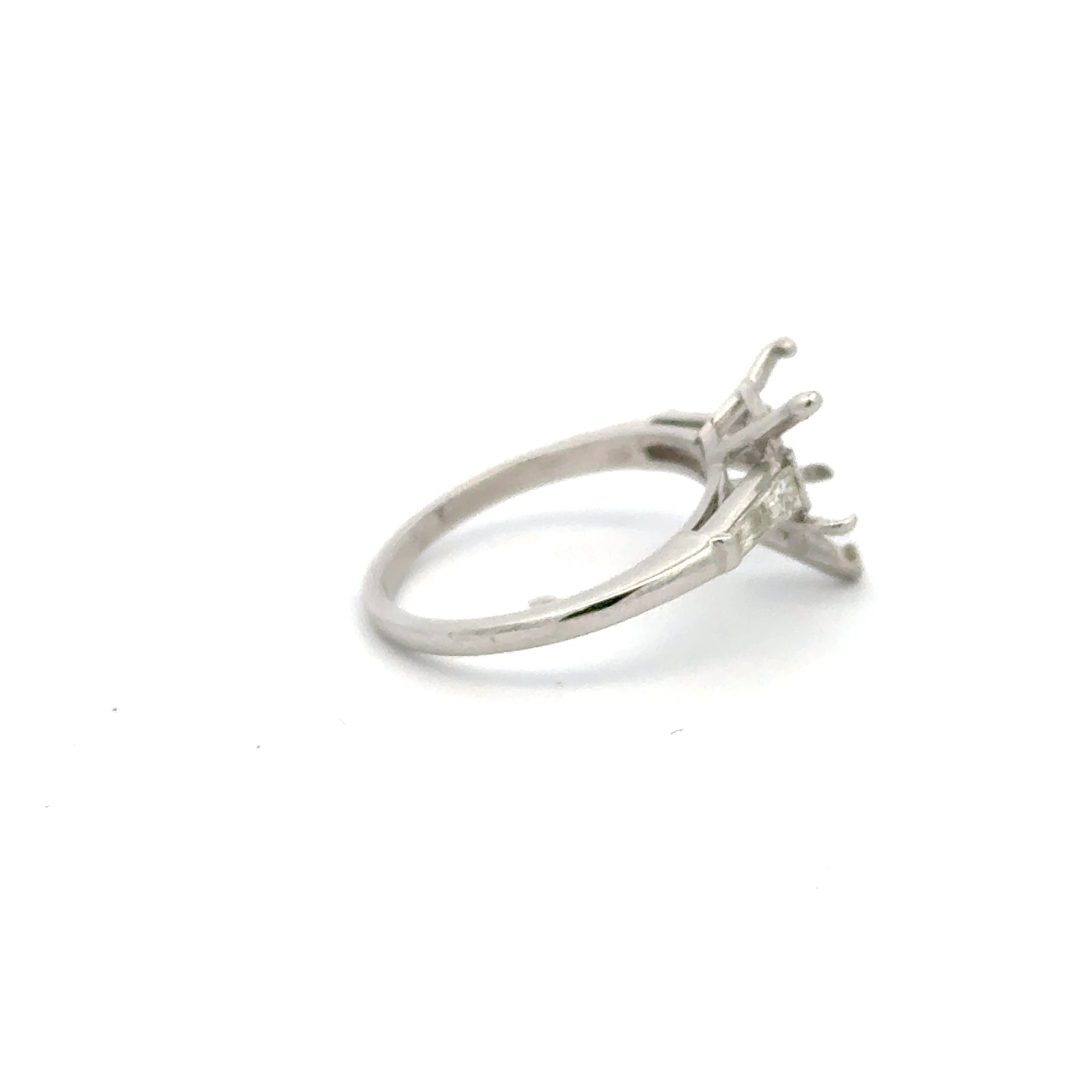 0.36 Carat Tapered Baguette Shape G VS1 Diamond Platinum Semi Mount Ring