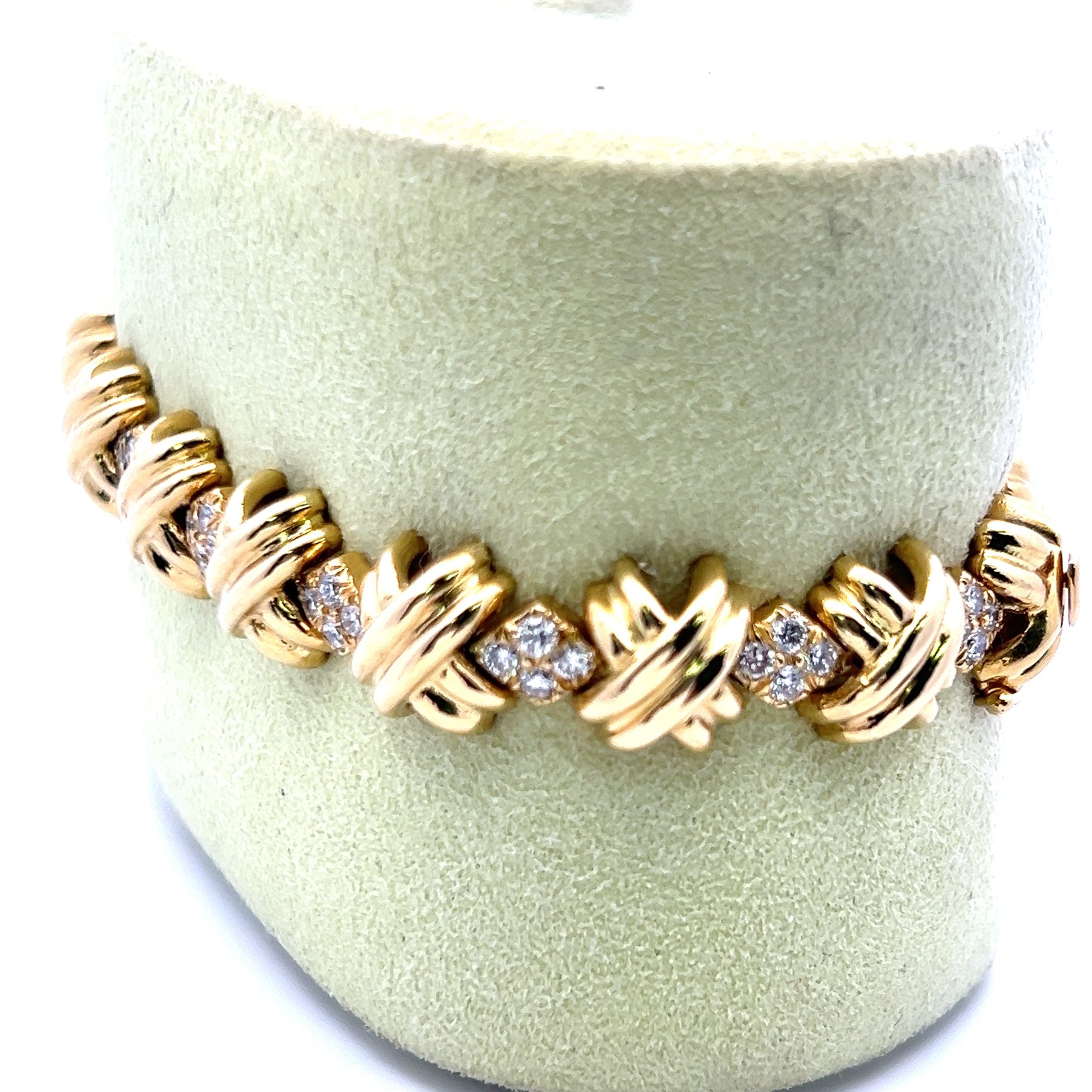 2.50 Carat Round Brilliant H VS1 Diamond 18 Karat Yellow Gold Link Bracelet