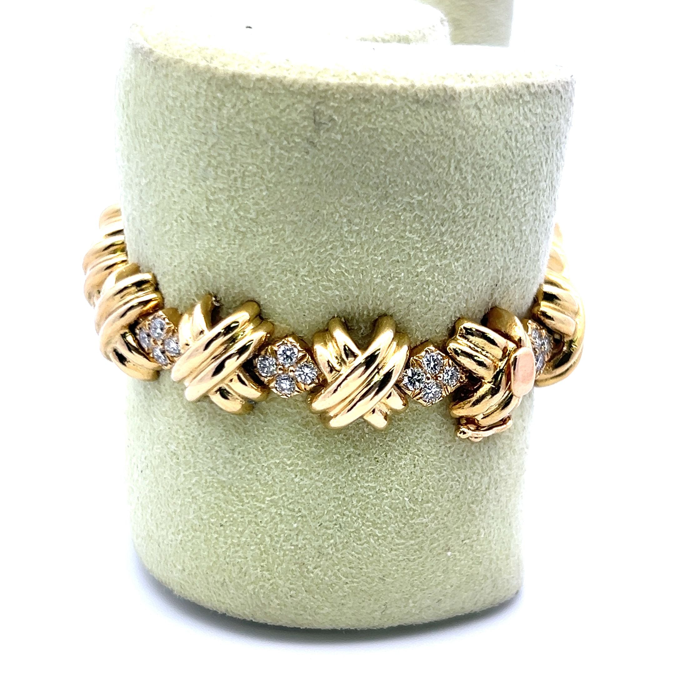 2.50 Carat Round Brilliant H VS1 Diamond 18 Karat Yellow Gold Link Bracelet