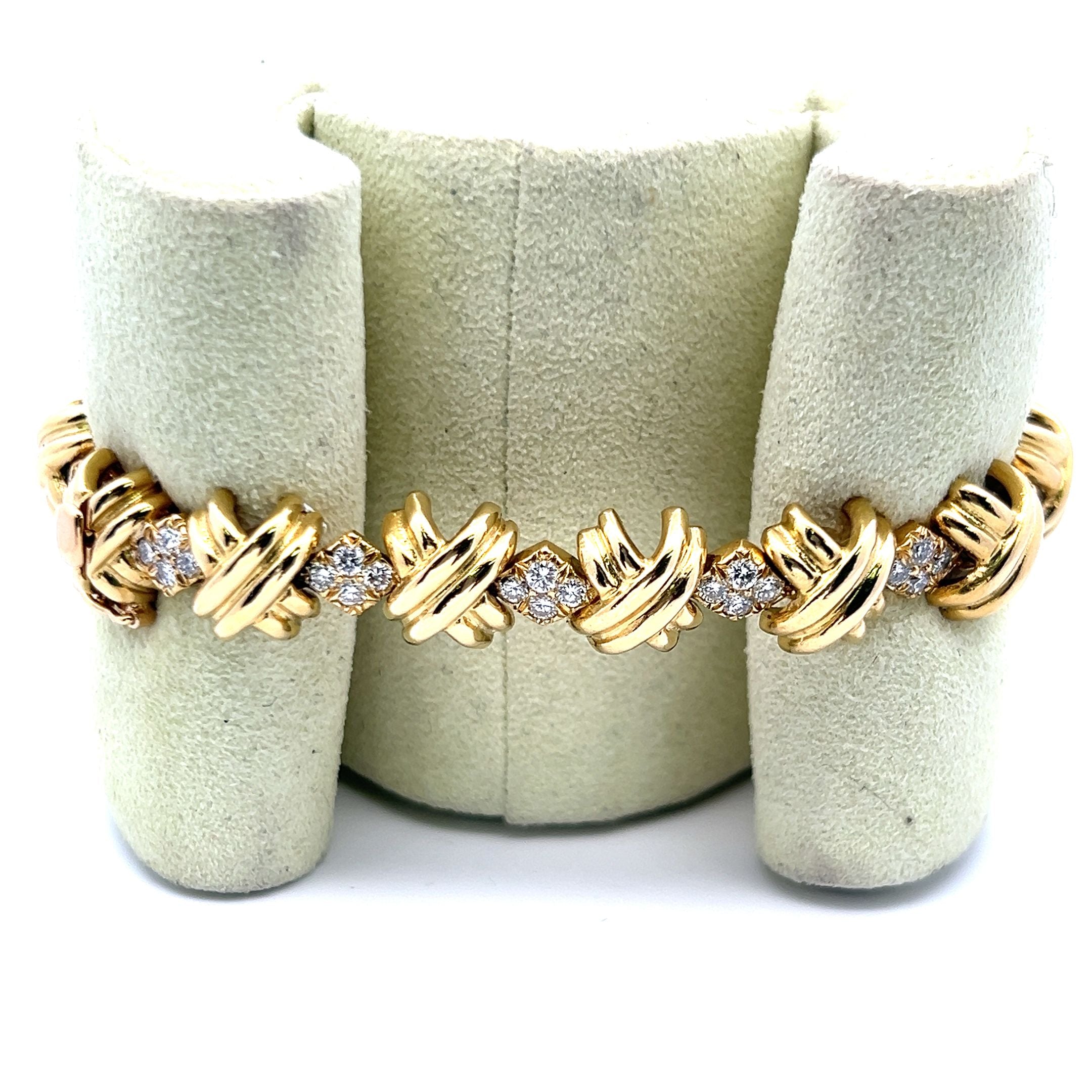 2.50 Carat Round Brilliant H VS1 Diamond 18 Karat Yellow Gold Link Bracelet