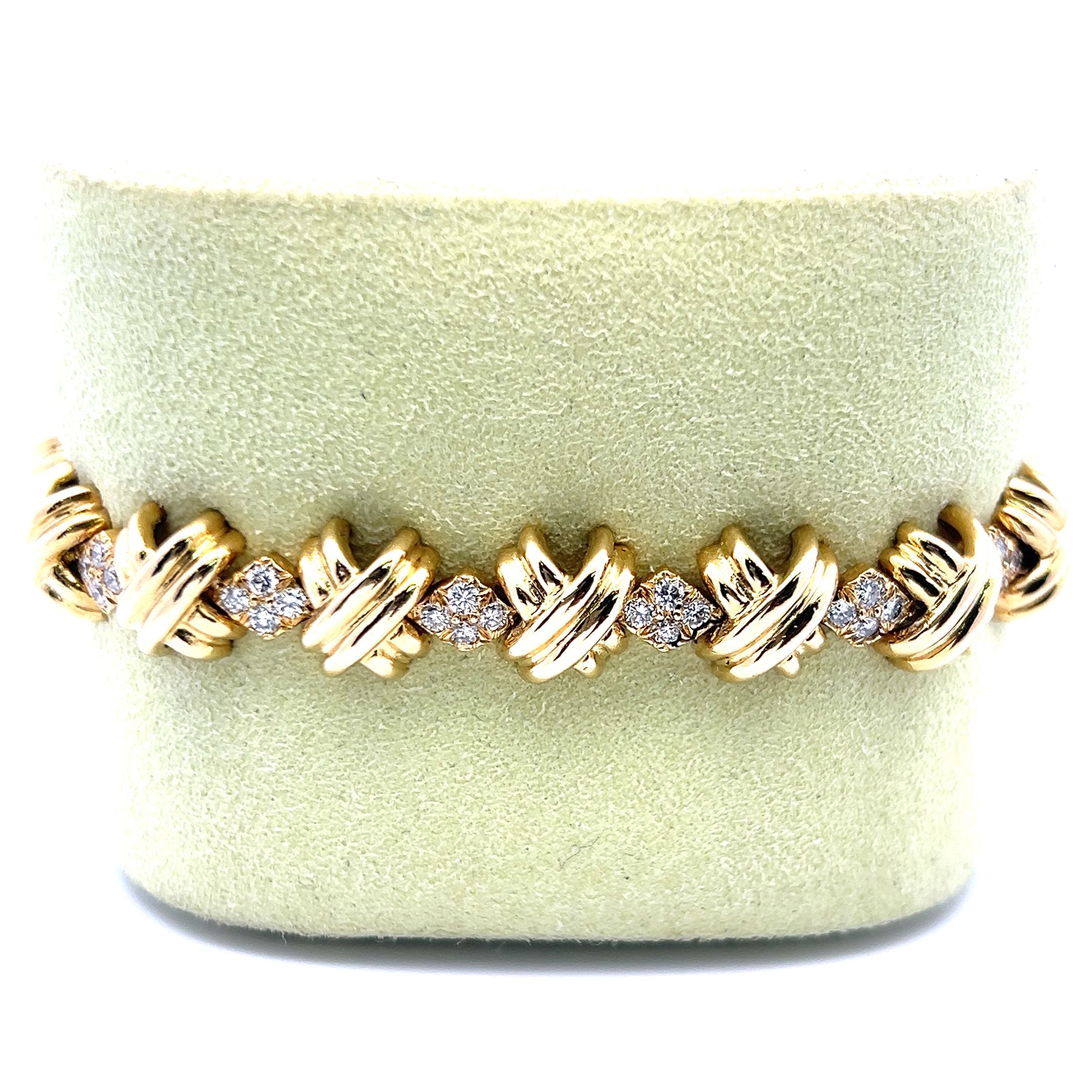 2.50 Carat Round Brilliant H VS1 Diamond 18 Karat Yellow Gold Link Bracelet