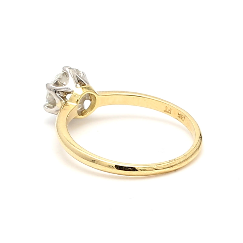 1.52 Carat Old European Cut J VS2 Diamond 18 Karat Yellow Gold Engagement Ring