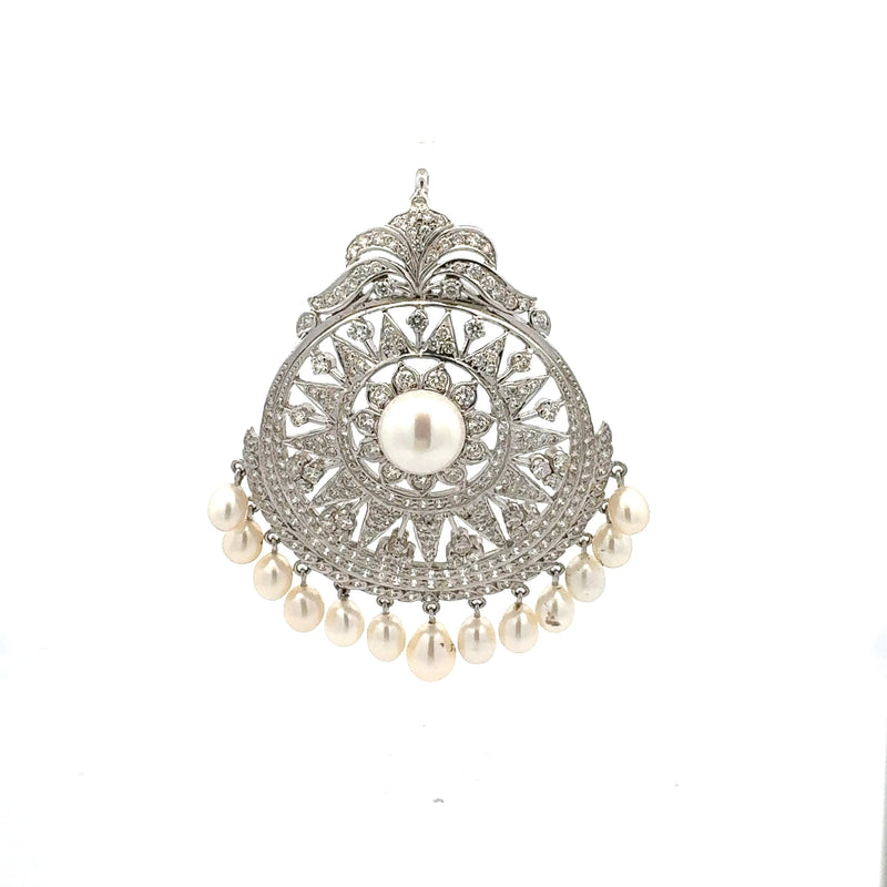 Vintage 21.05 Grams 3.15 Carat Round Brilliant Diamond Silver Pendant