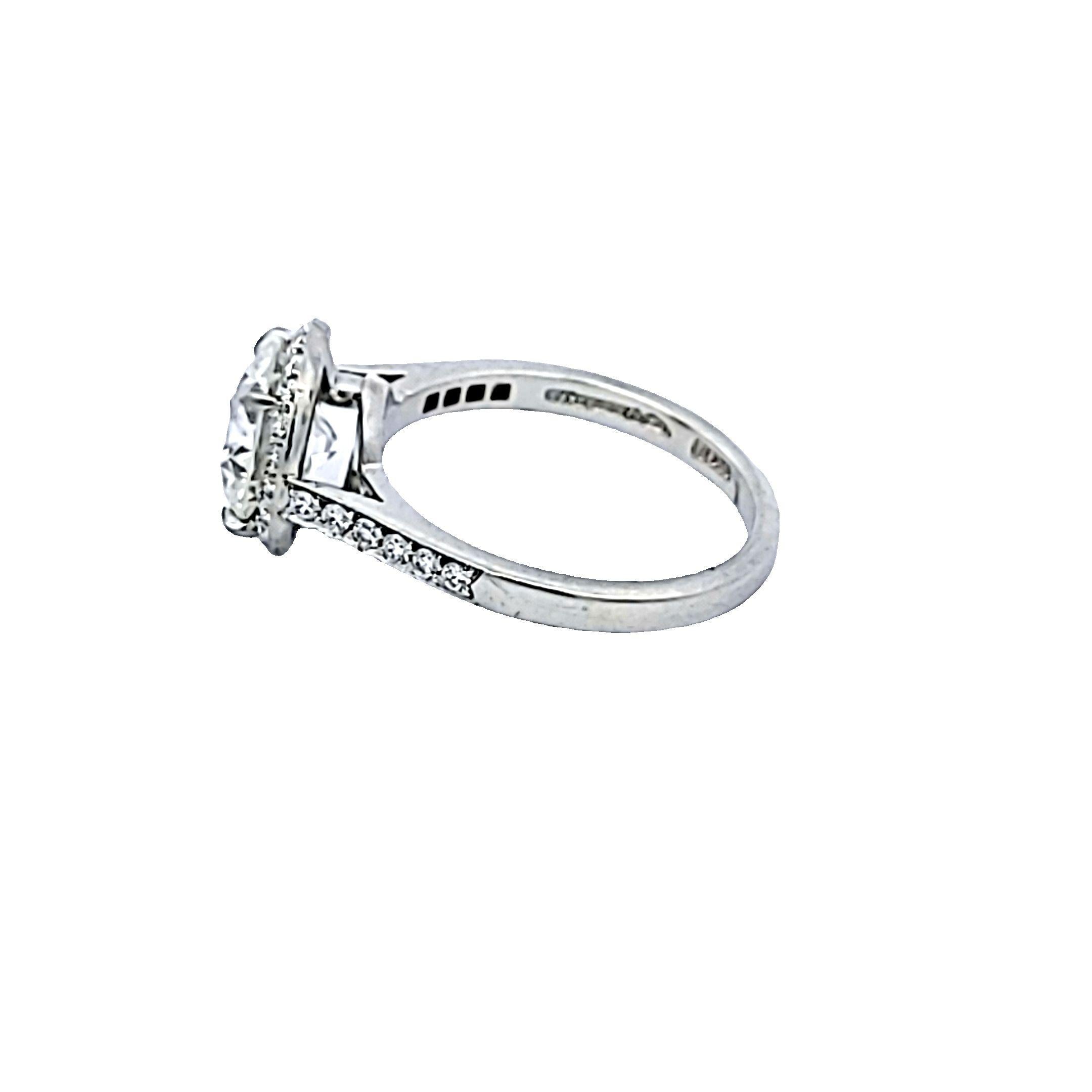 Tiffany & Co Platinum Engagement Ring with 2.42 Carat Round Diamonds H VVS2 GIA