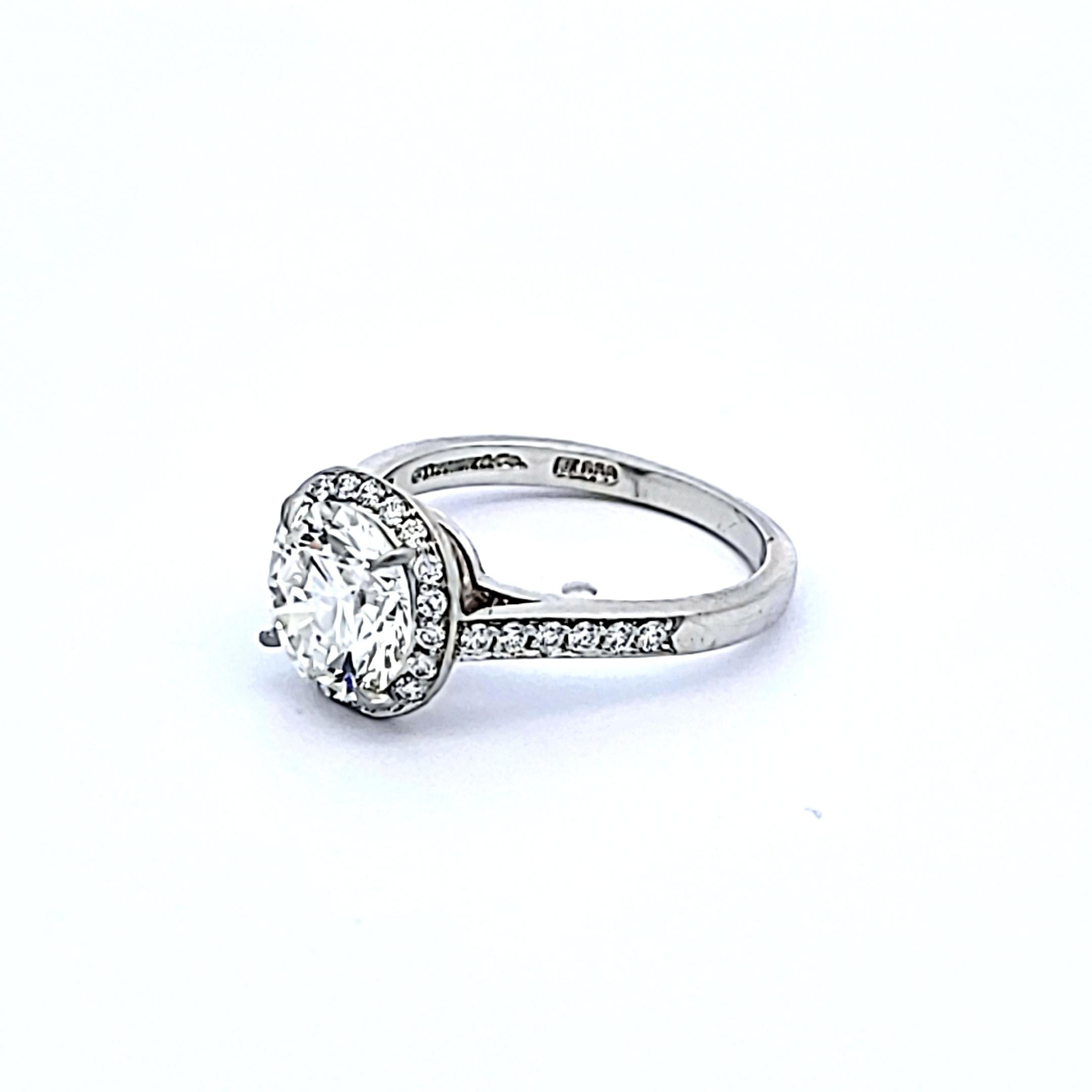 Tiffany & Co Platinum Engagement Ring with 2.42 Carat Round Diamonds H VVS2 GIA