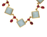 Vintage Jade and Ruby 18 Karat Yellow Gold Necklace