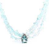 12.00 Carat Aquamarine 0.50 Carat Diamond 14K White Gold Pendant Necklace