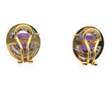 6.30 Carat Amethysts 0.95 Carat Round Diamond 14K Yellow Gold Clip On Earrings