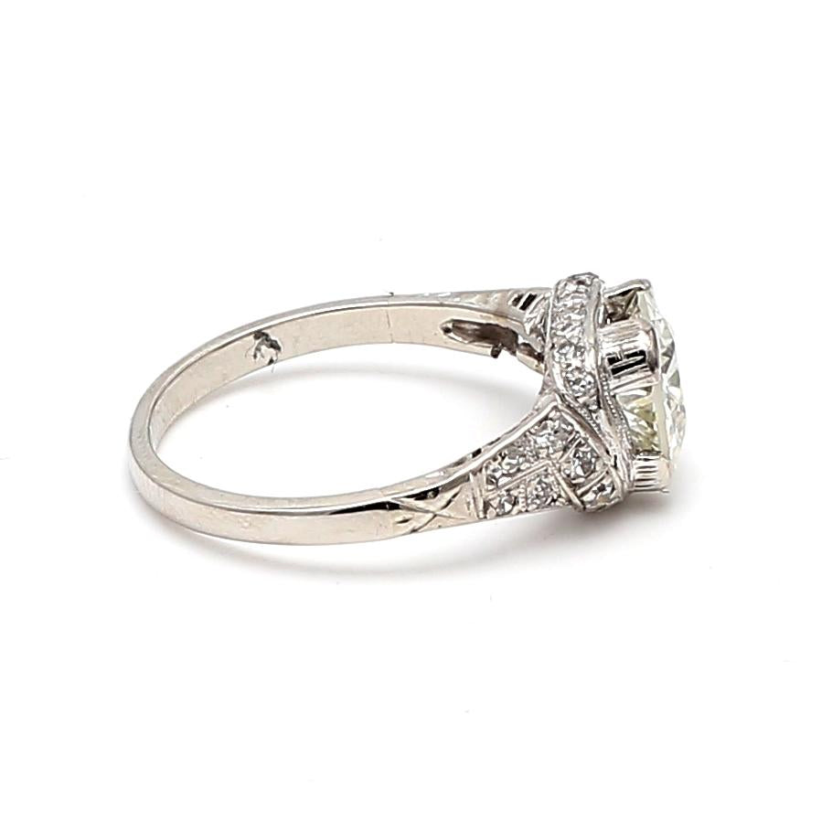 Platinum Engagement Ring with 1.89 Carat Old European Diamond L VVS2 GIA